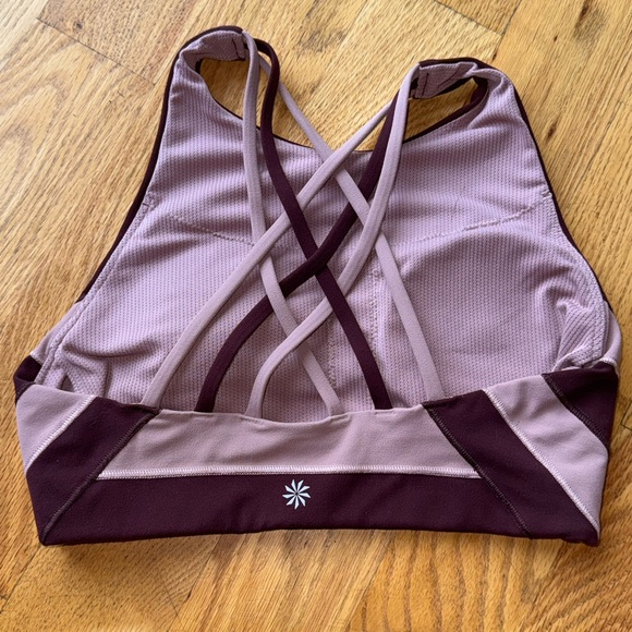 Athleta Tops - Athleta Mauve and Burgundy Crisscross Crop Top